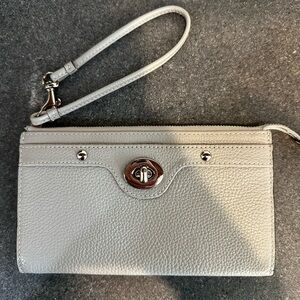 Chic Silver Leather Wristlet